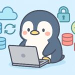 パソコンを触っているペンギンの画像